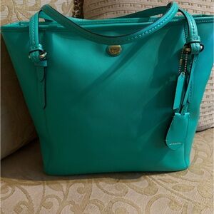 Coach Peyton Zip Top Saffiano Leather Tote Bag in Jade 27349